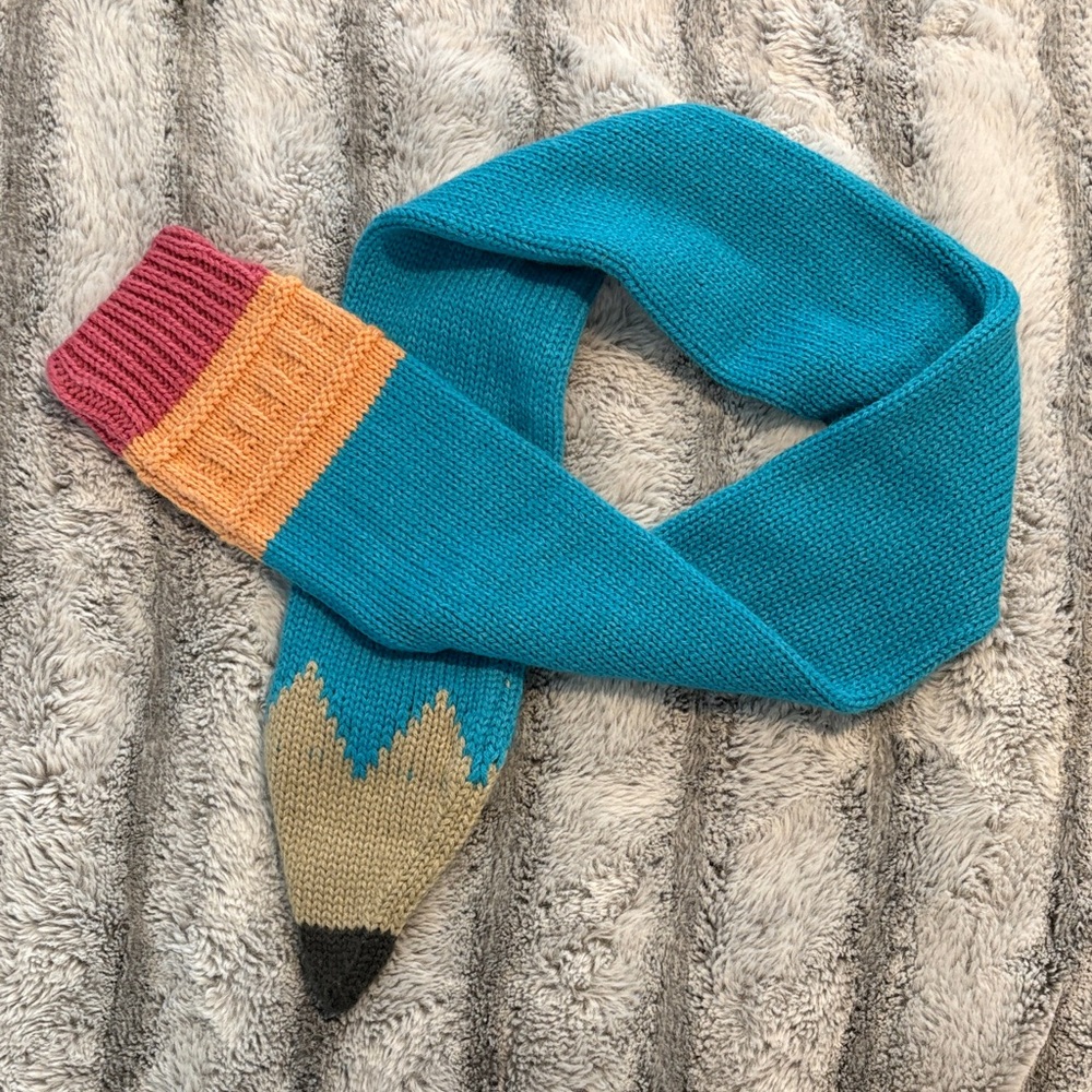 Peppercorn Kids Colorful Pencil Scarf - Blue, Orange, Pink